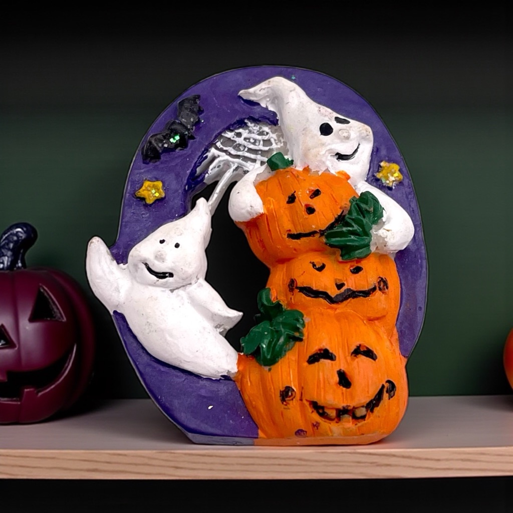 Cute Resin Dimensional Halloween Brooch With Ghosts And Pumpkins